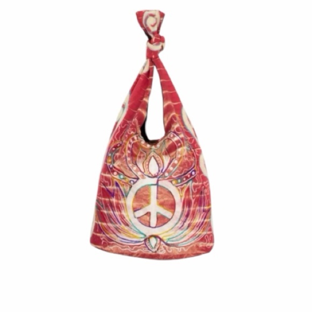 Gypsy Rose Bohemian Perpetual Peace Red Peace Sign Tote Bag NWT